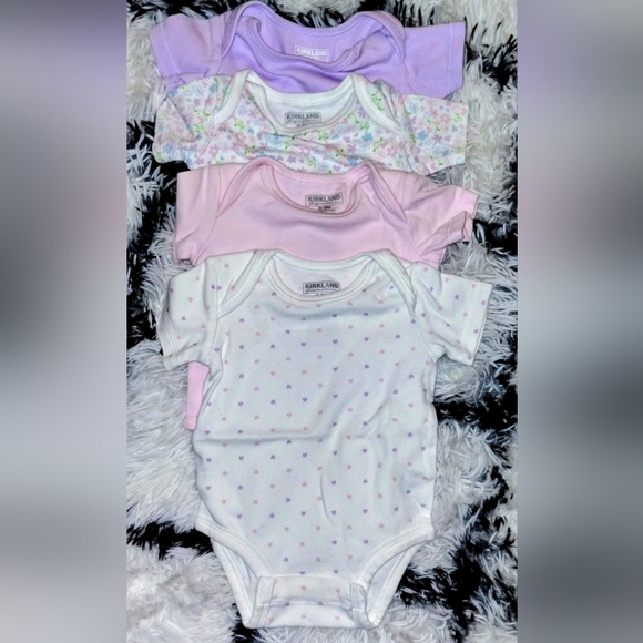 Kirkland Infant Girl Set of 4 Onesies New only washed never worn. - Picture 3 of 8